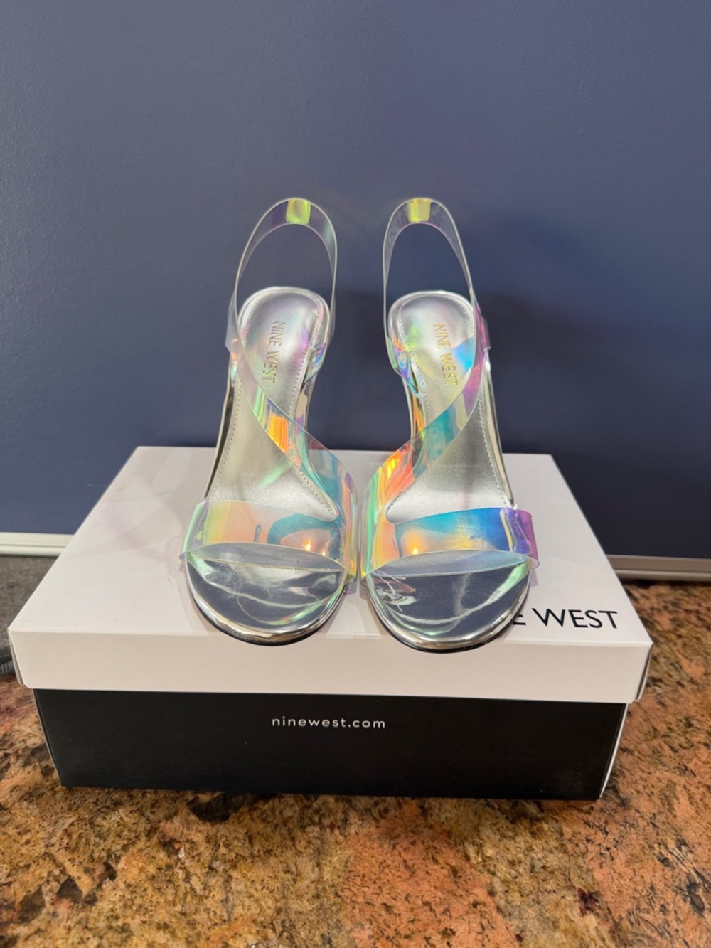 Nine West Iridescent Holographic Slingback Heels